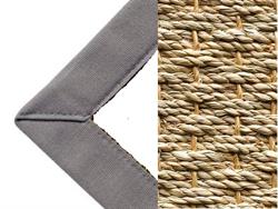 Søgræs tæppe med kantbånd i grå farve